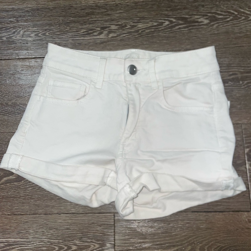 White high waist denim shorts